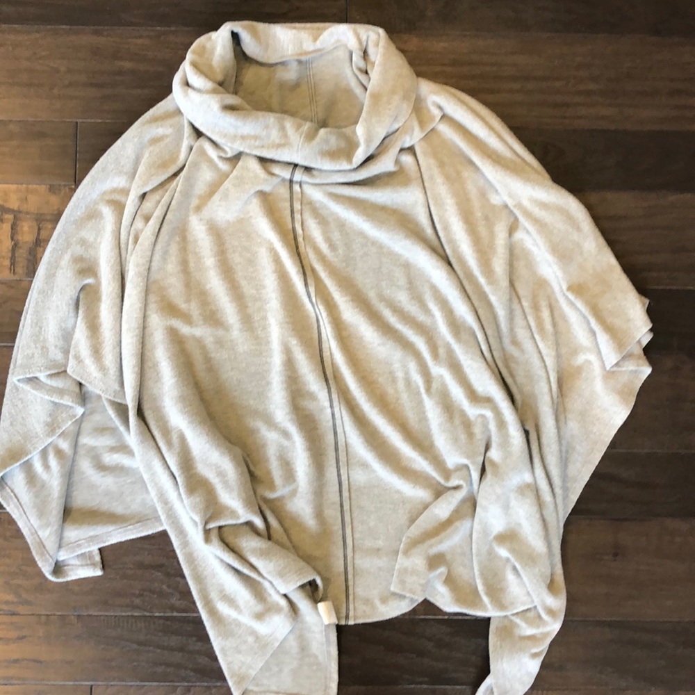 Super soft gray cowl neck poncho